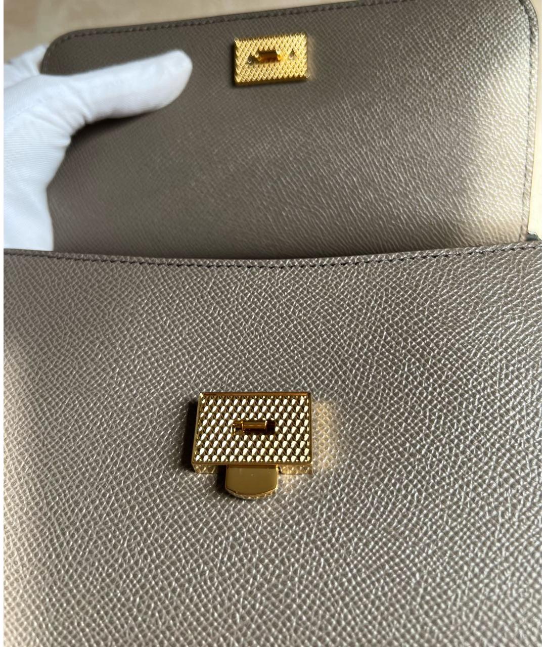 DOLCE&GABBANA Серая кожаная сумка с короткими ручками, фото 4