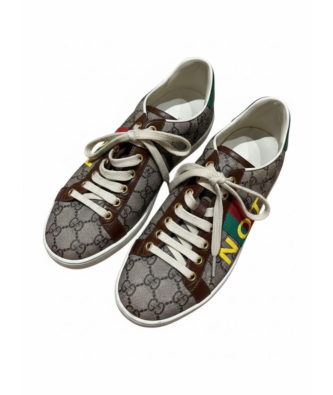 GUCCI Коричневые кожаные кеды, фото 3