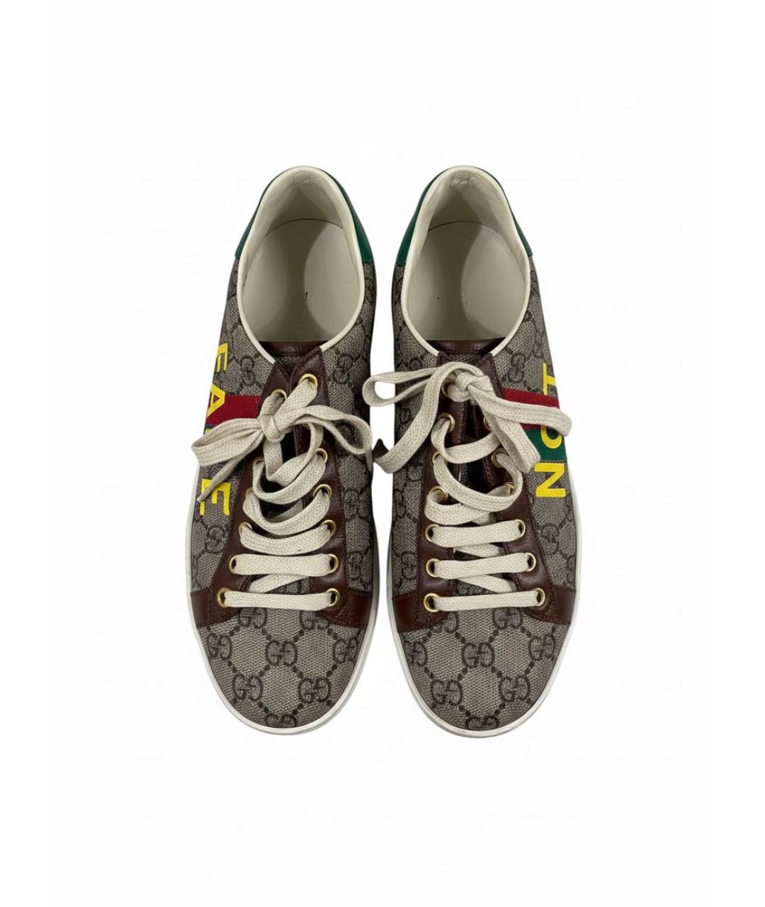 GUCCI Коричневые кожаные кеды, фото 4