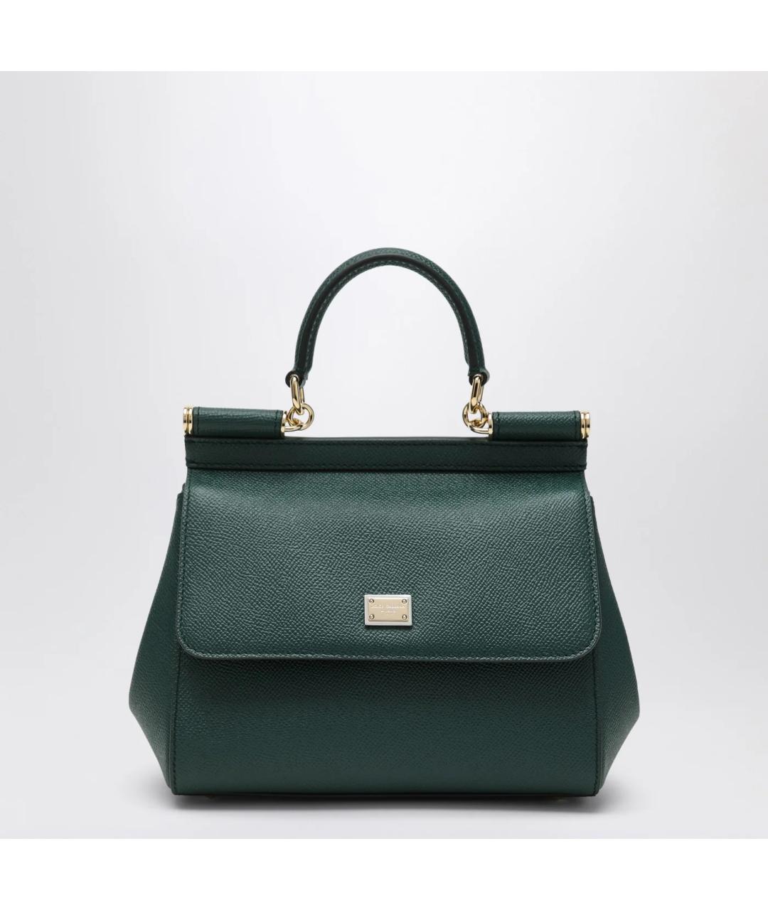 DOLCE&GABBANA Зеленая кожаная сумка тоут, фото 3