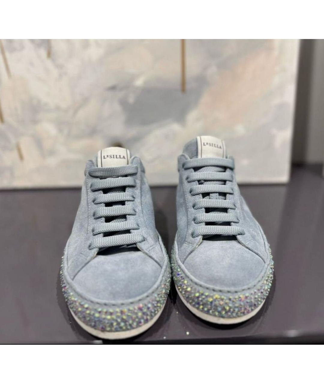 LE SILLA Голубые замшевые низкие кроссовки / кеды, фото 2