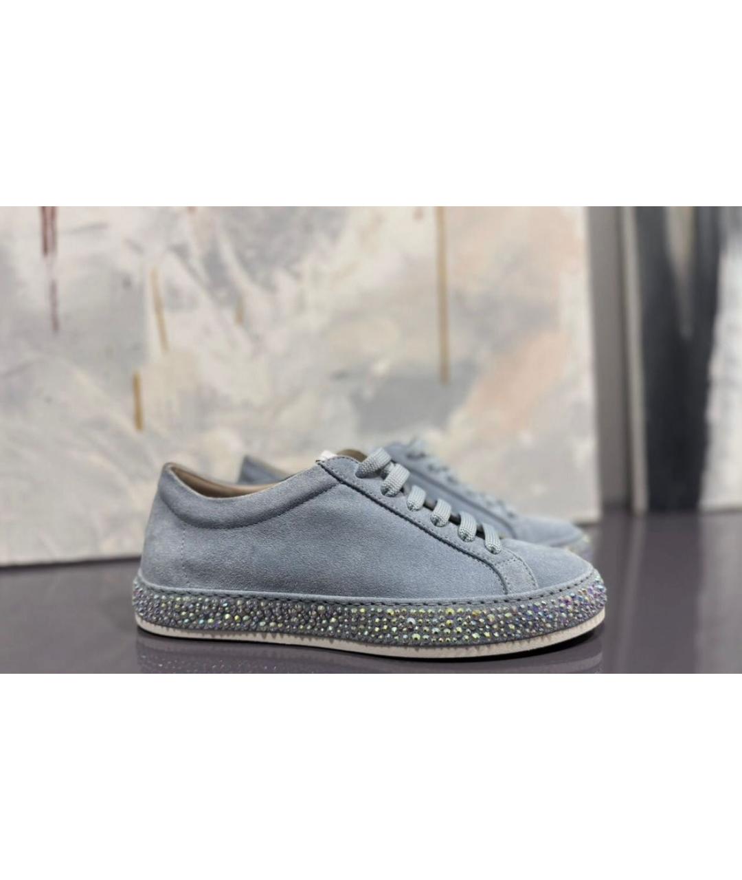 LE SILLA Голубые замшевые низкие кроссовки / кеды, фото 4