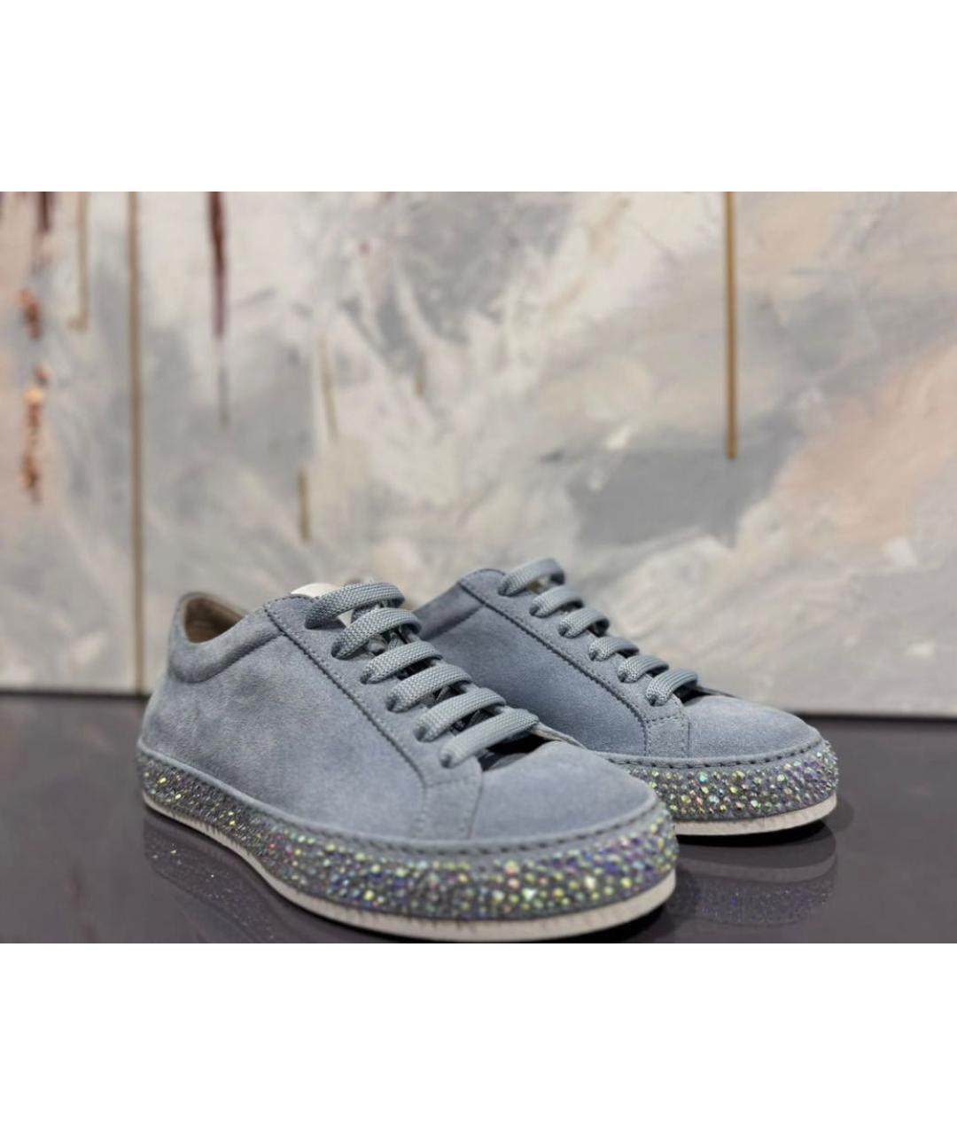 LE SILLA Голубые замшевые низкие кроссовки / кеды, фото 3