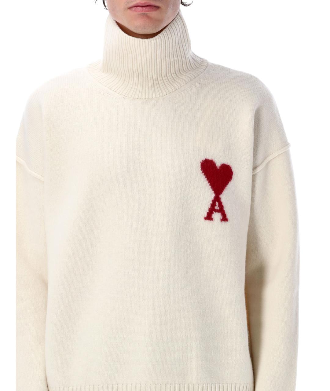 Ami Paris Бежевый шерстяной джемпер / свитер, фото 3