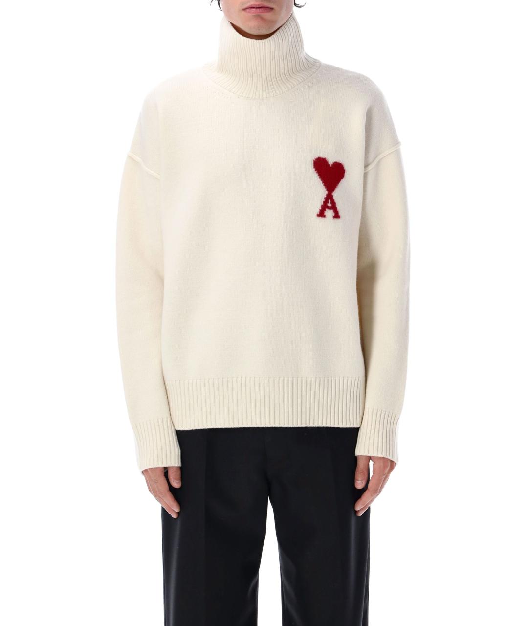 Ami Paris Бежевый шерстяной джемпер / свитер, фото 1