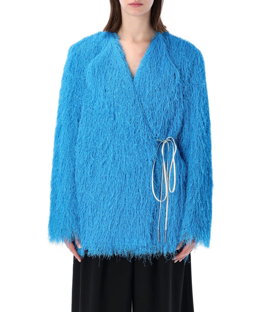 DRIES VAN NOTEN Голубая полиэстеровая куртка, фото 1