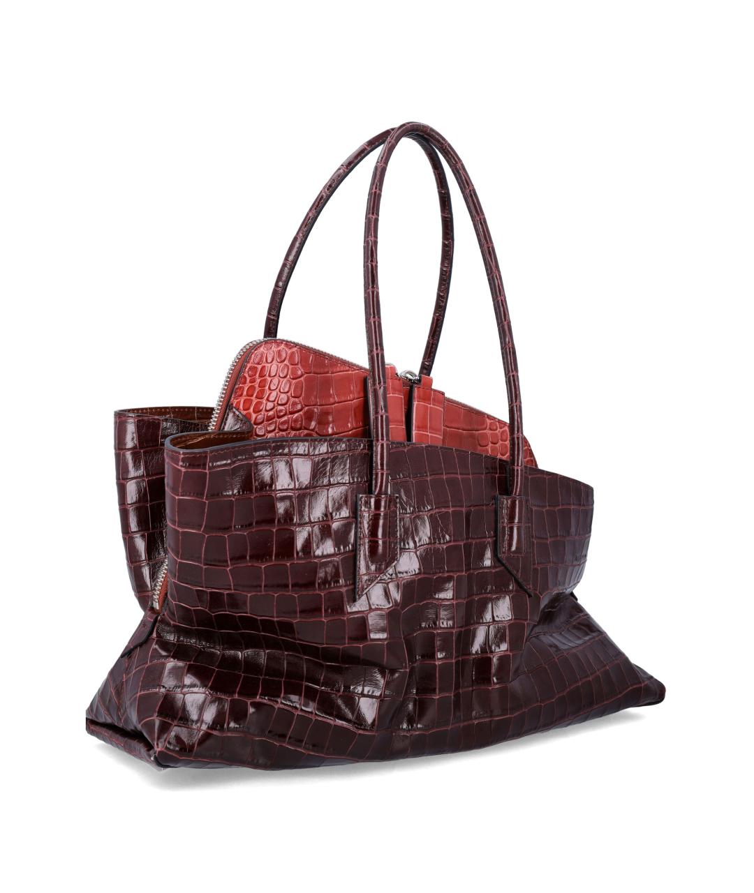 THE ATTICO Бордовая кожаная сумка тоут, фото 2