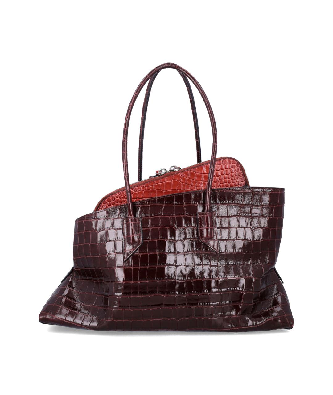 THE ATTICO Бордовая кожаная сумка тоут, фото 3