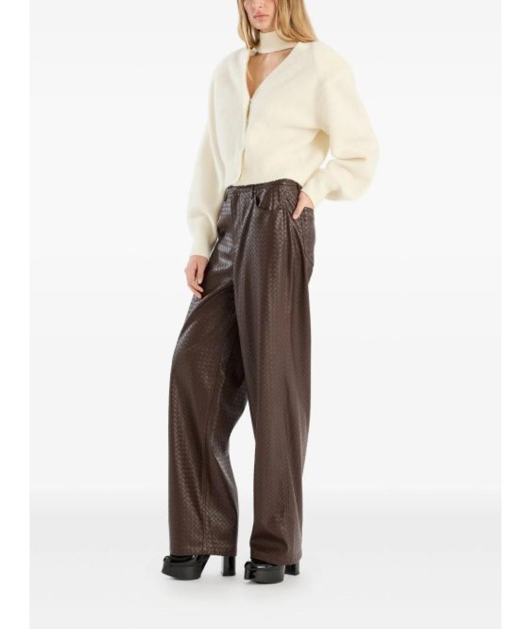 ROTATE Коричневые полиэстеровые брюки широкие, фото 3