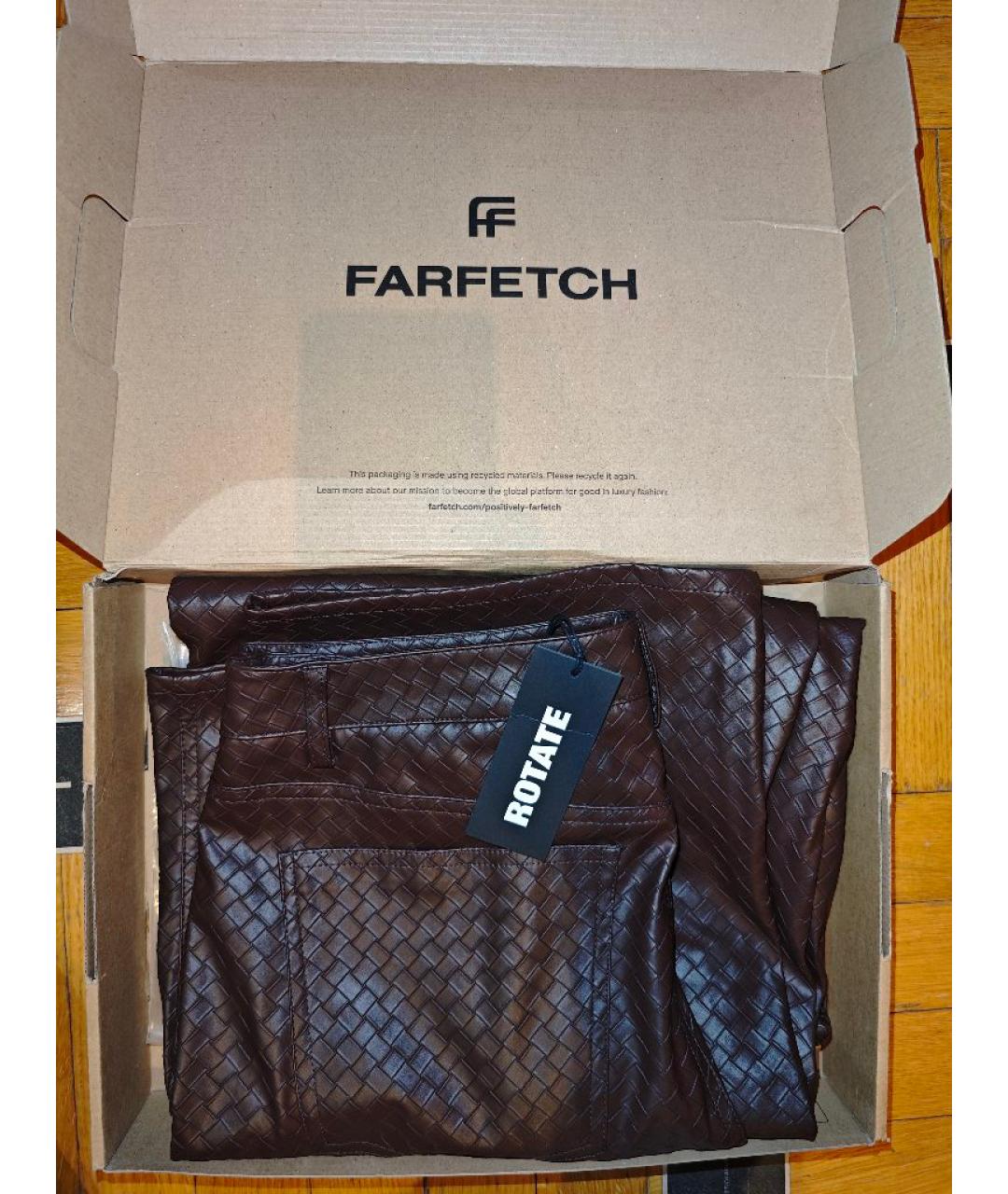 ROTATE Коричневые полиэстеровые брюки широкие, фото 6