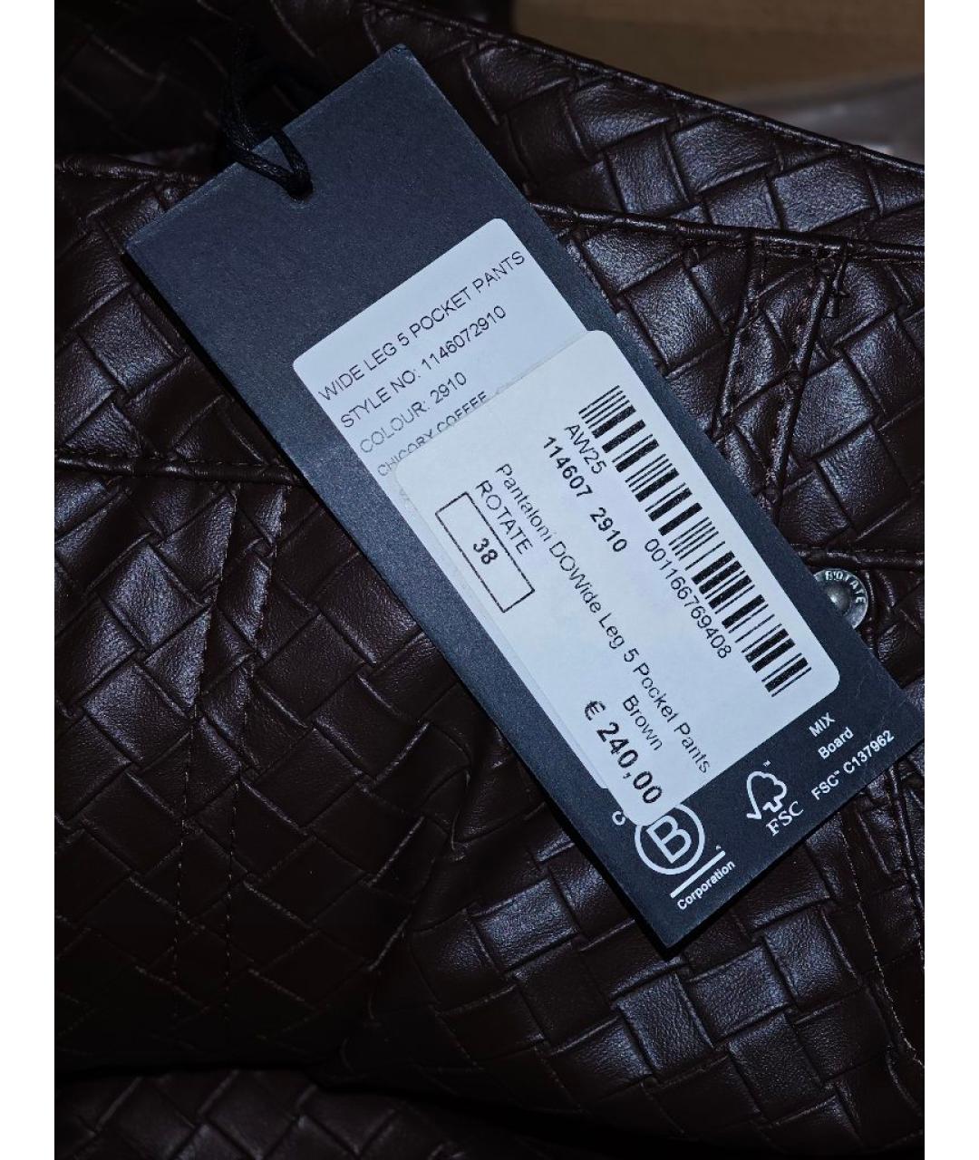 ROTATE Коричневые полиэстеровые брюки широкие, фото 5