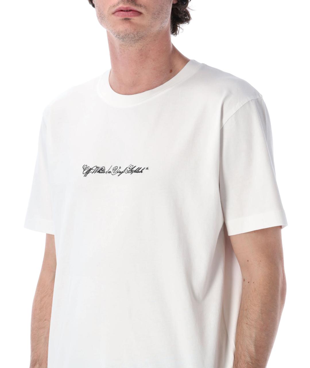 OFF-WHITE Белая хлопковая футболка, фото 3