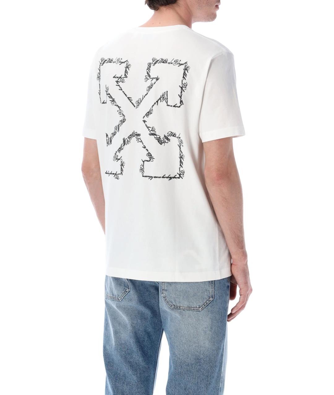 OFF-WHITE Белая хлопковая футболка, фото 2
