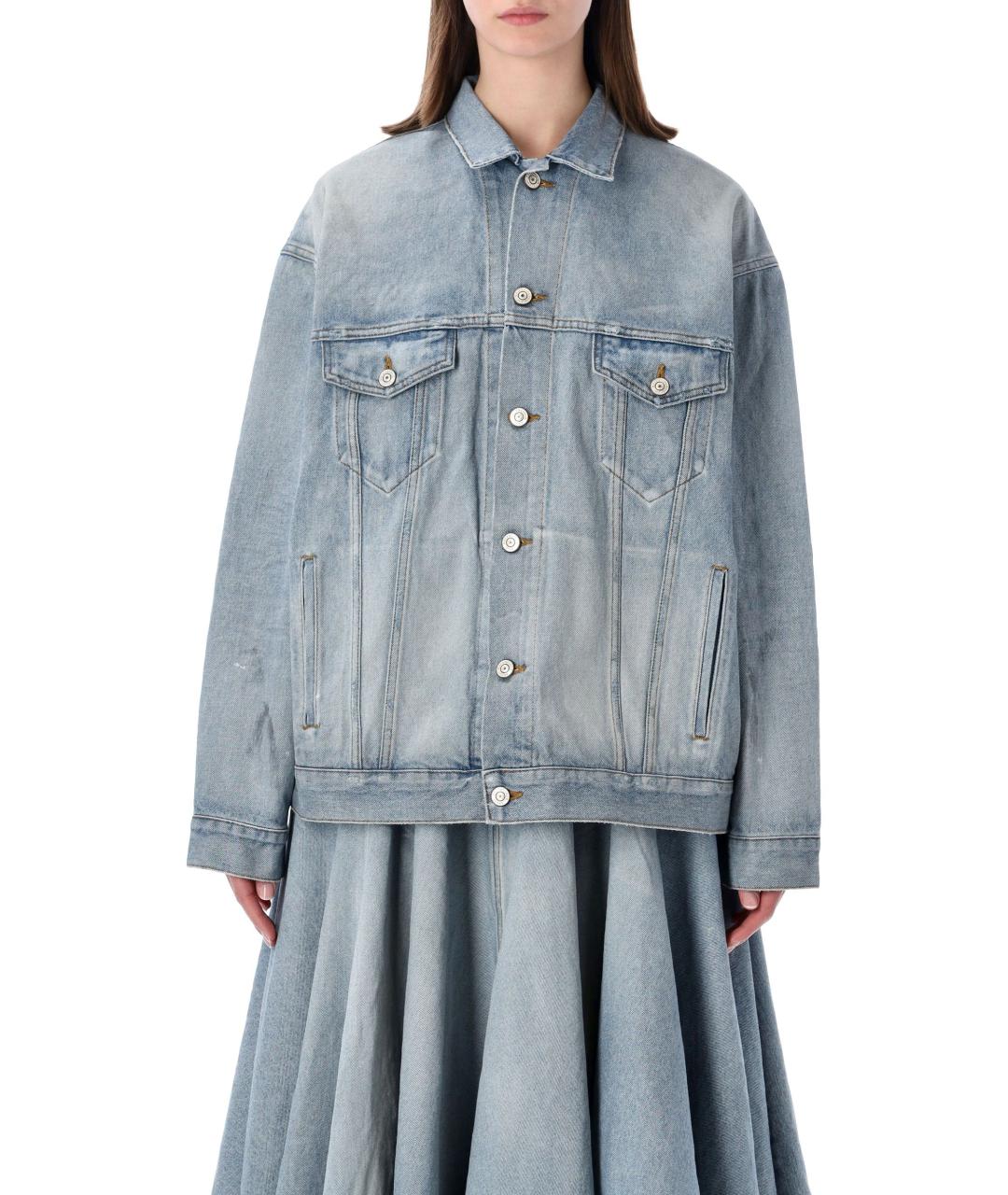 BALENCIAGA Голубая хлопковая куртка, фото 1