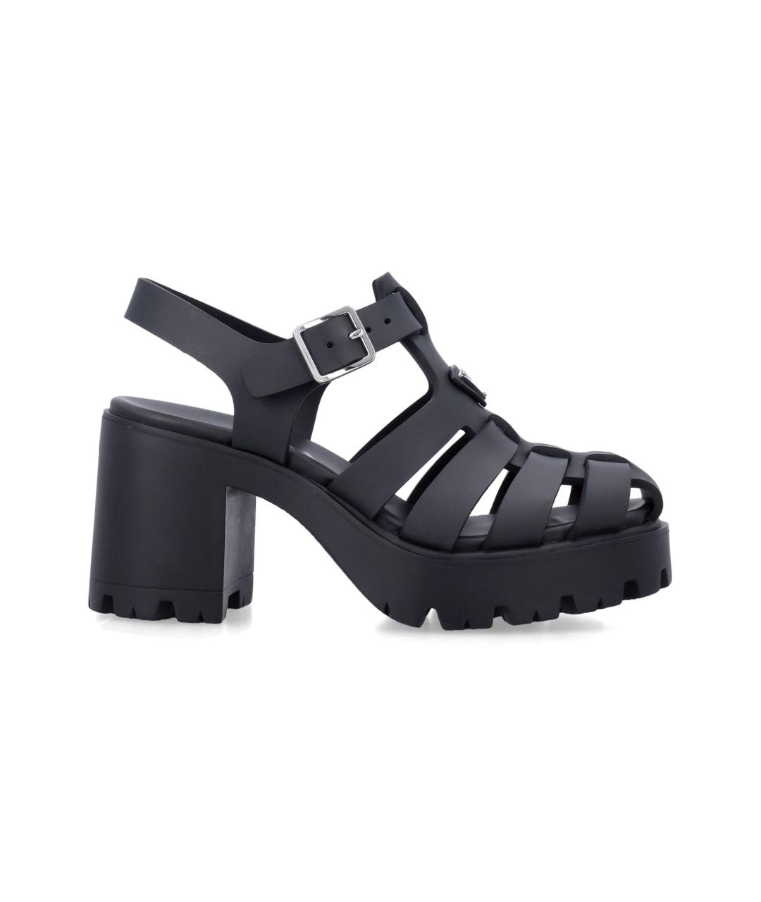 PRADA Черные резиновые босоножки, фото 4