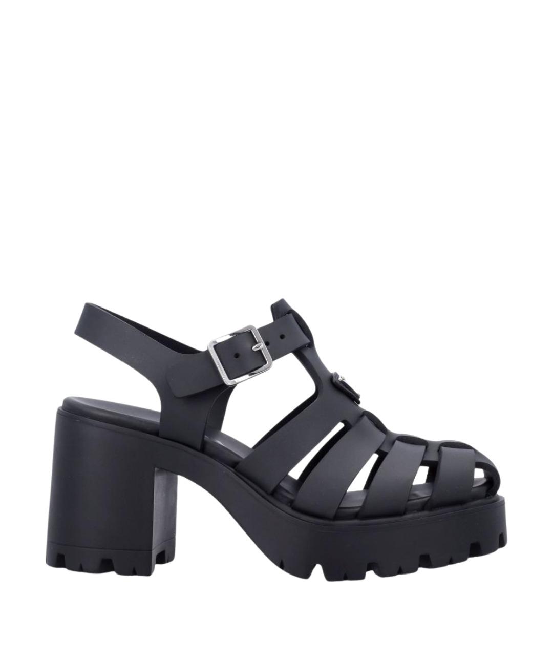 PRADA Черные резиновые босоножки, фото 1