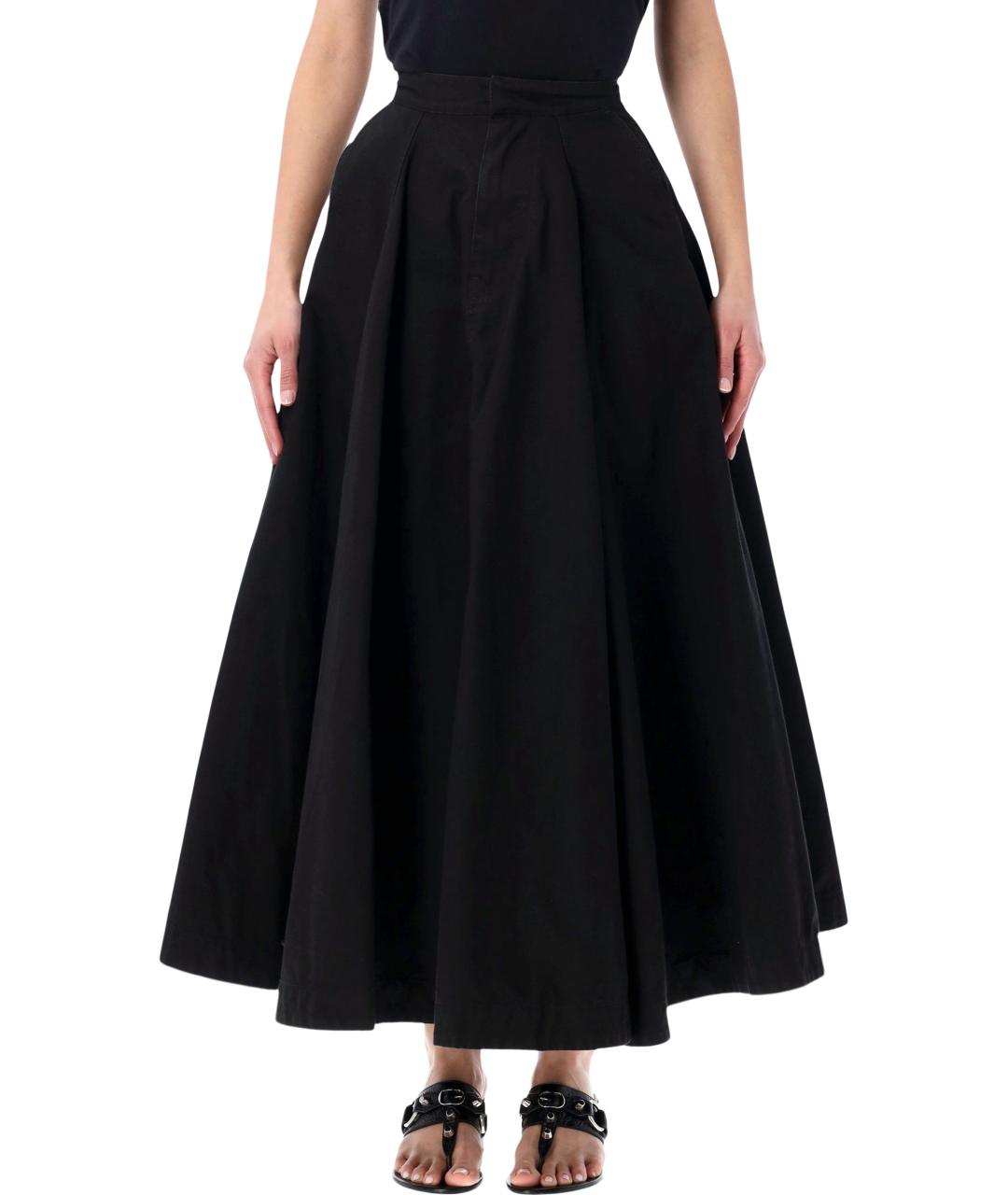 BALENCIAGA Черная хлопковая юбка макси, фото 1