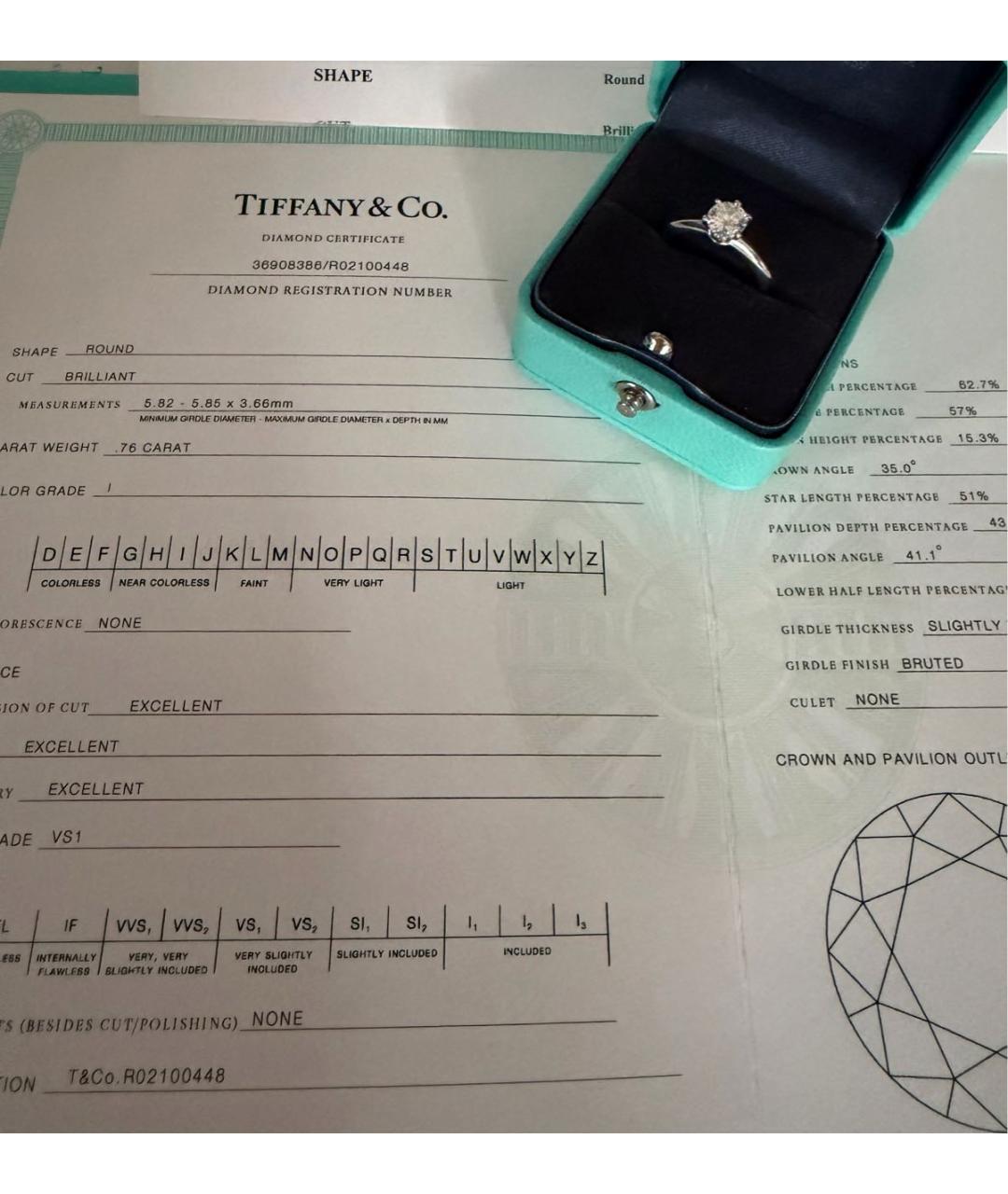 TIFFANY&CO Серебряное платиновое кольцо, фото 6