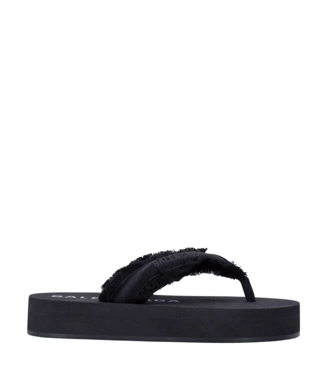 BALENCIAGA Черные синтетические шлепанцы, фото 1