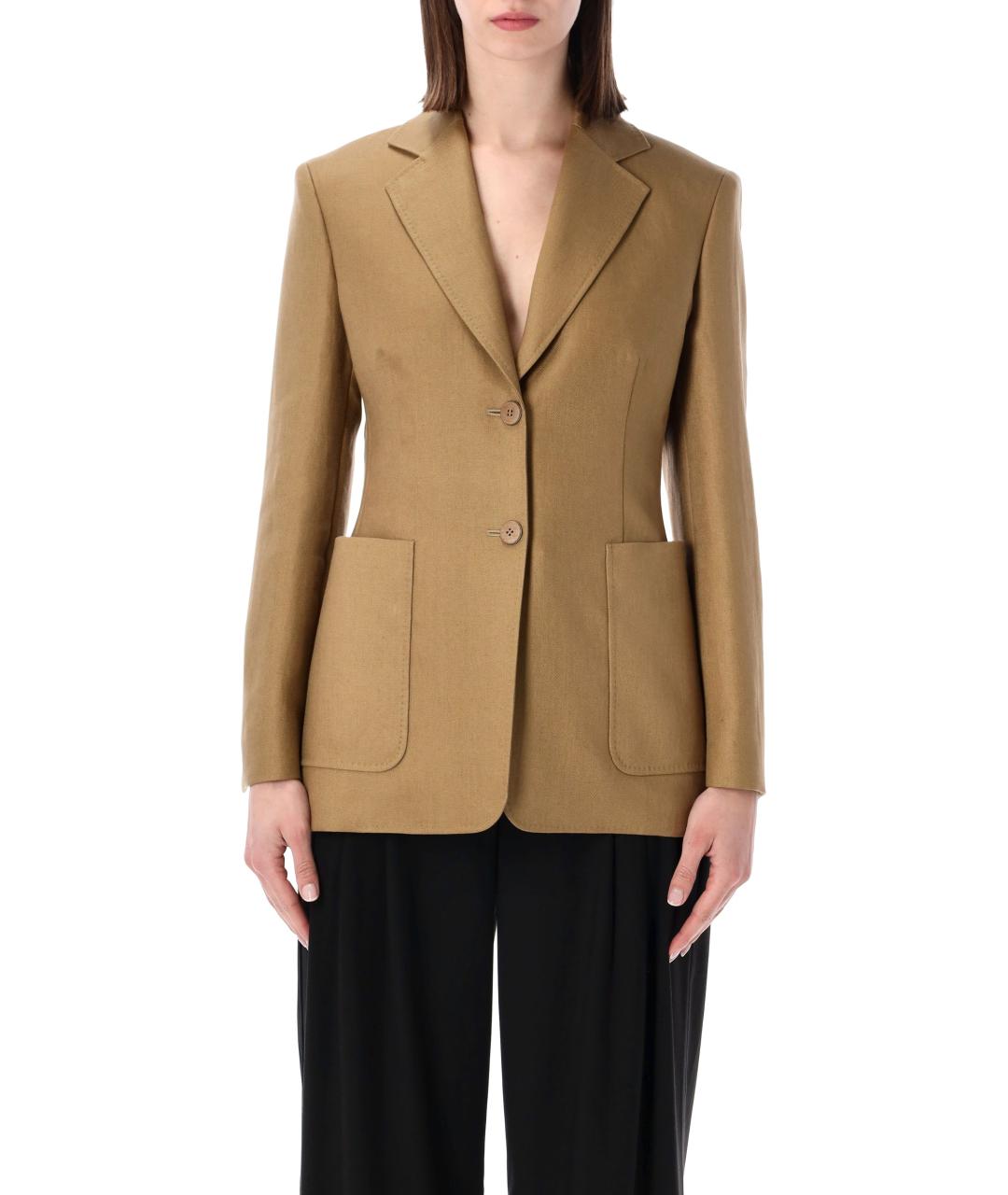 MAX MARA Бежевый льняной жакет/пиджак, фото 1