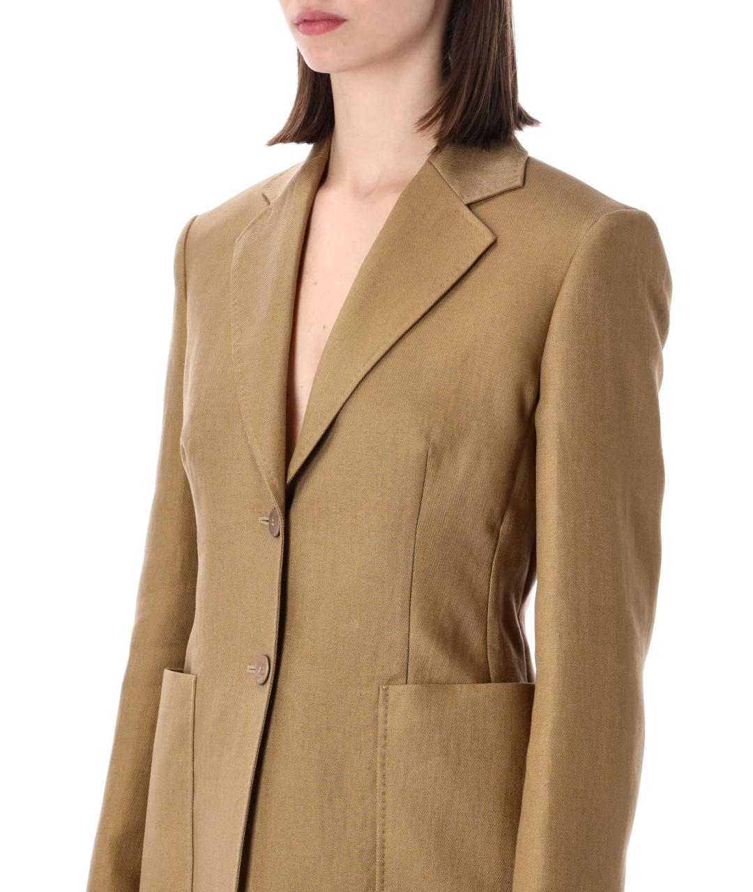 MAX MARA Бежевый льняной жакет/пиджак, фото 3