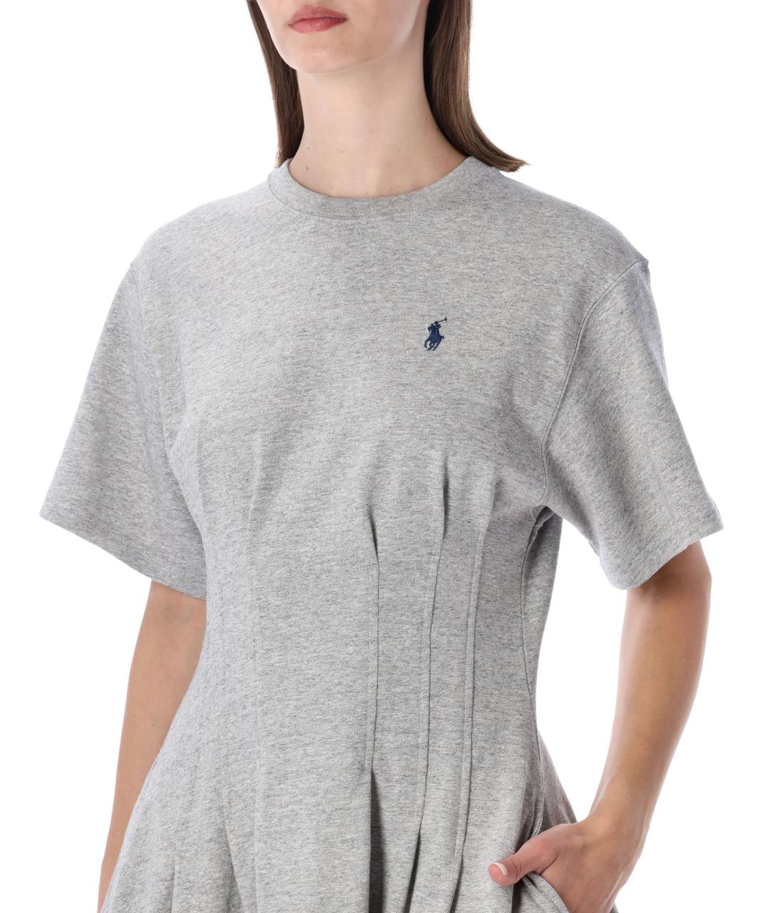 POLO RALPH LAUREN Серое хлопковое повседневное платье, фото 3