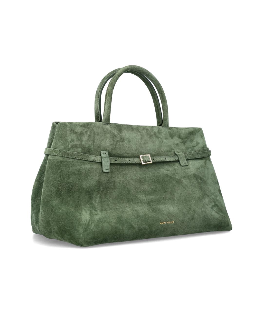 MANU ATELIER Зеленая кожаная сумка тоут, фото 2