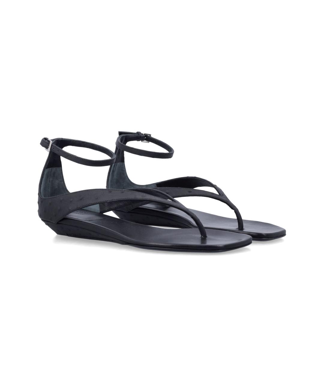 LOULOU STUDIO Черные кожаные сандалии, фото 2