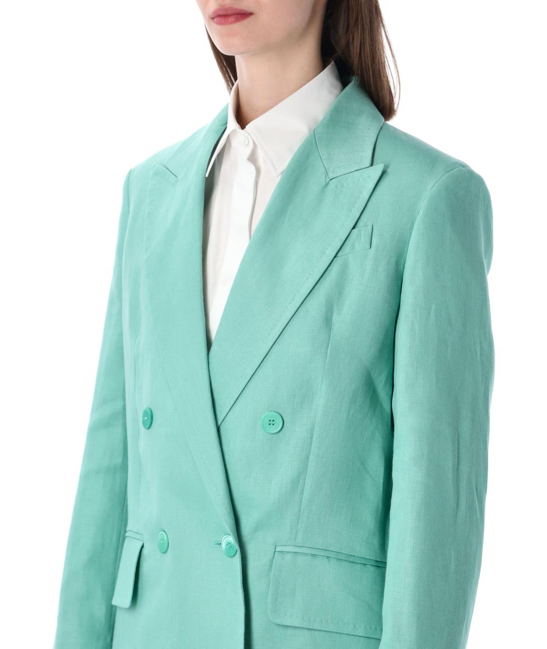 MAX MARA Бирюзовый льняной жакет/пиджак, фото 3