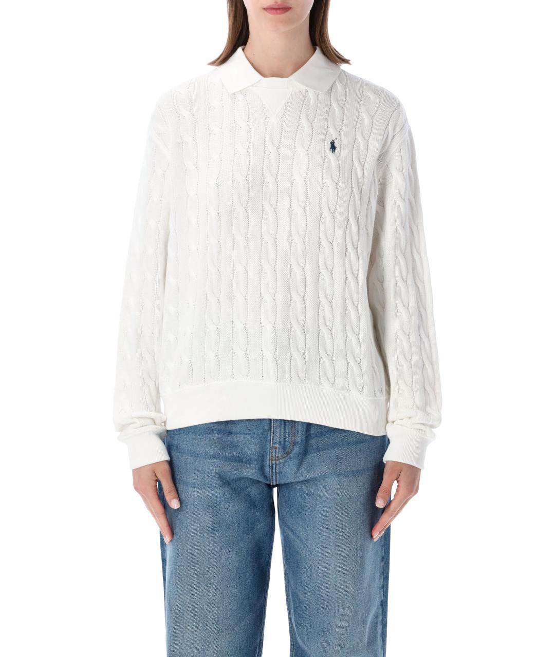 POLO RALPH LAUREN Белый хлопковый джемпер / свитер, фото 1