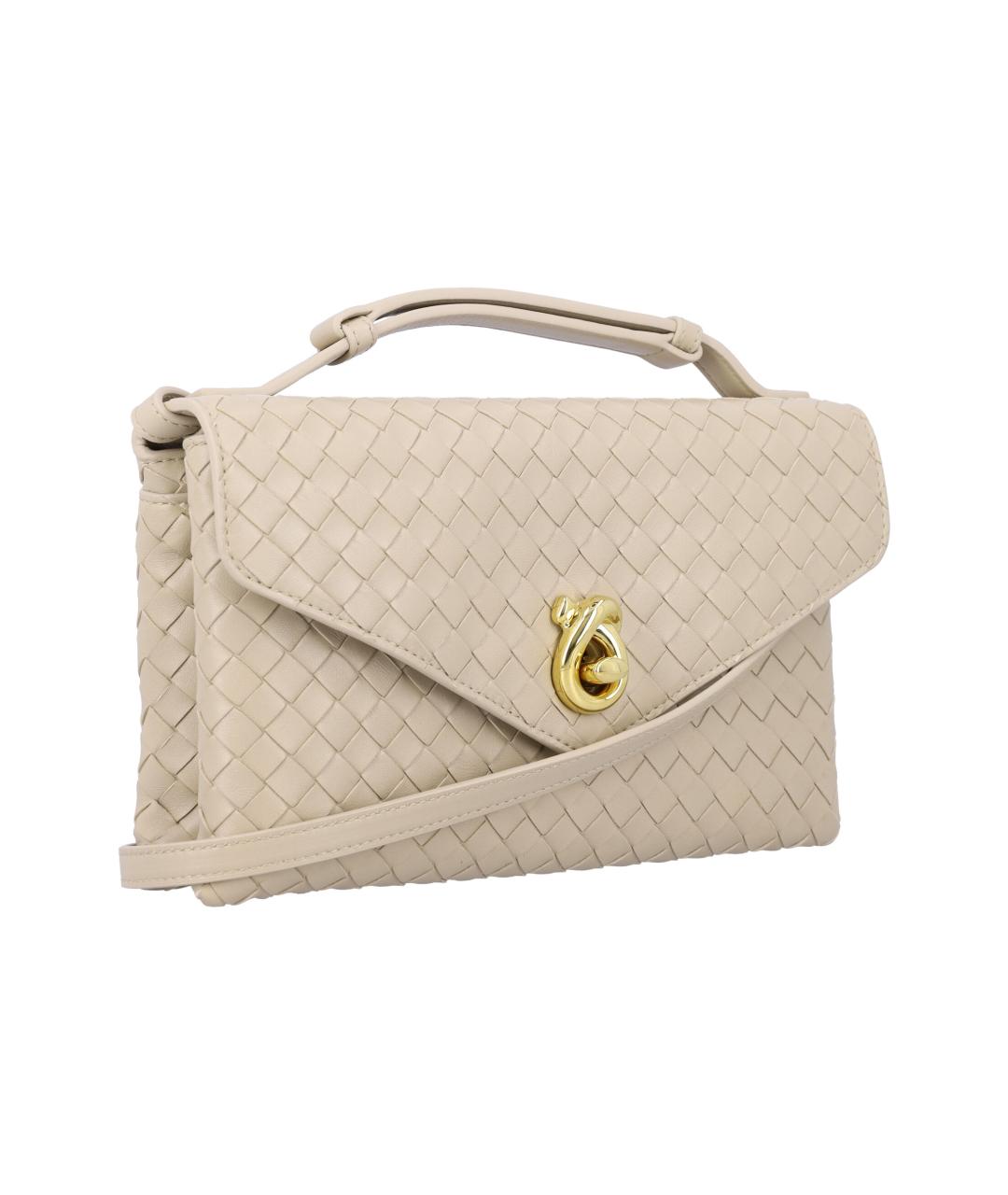 BOTTEGA VENETA Бежевая кожаная сумка через плечо, фото 2