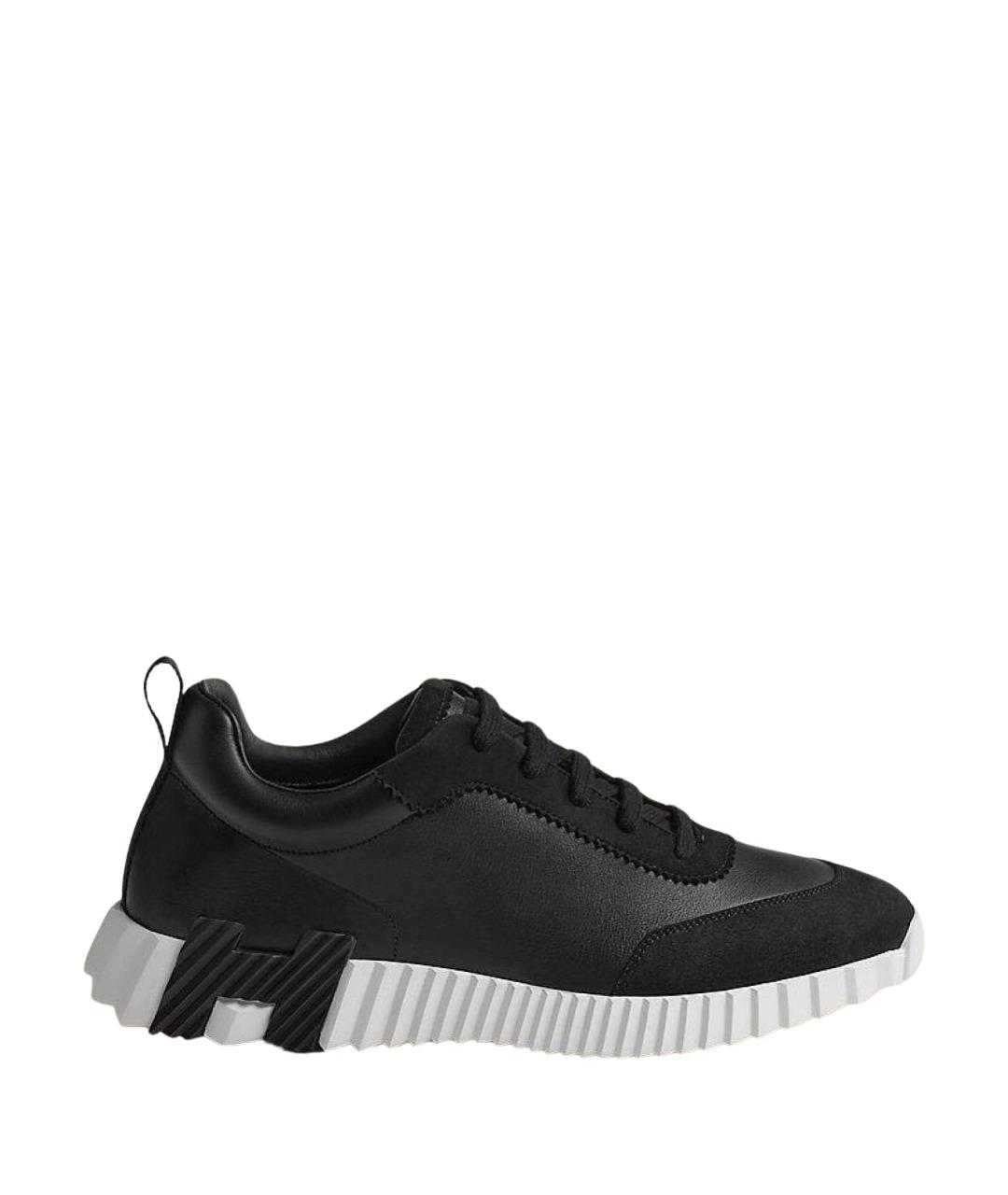 HERMES Черные кожаные низкие кроссовки / кеды, фото 1