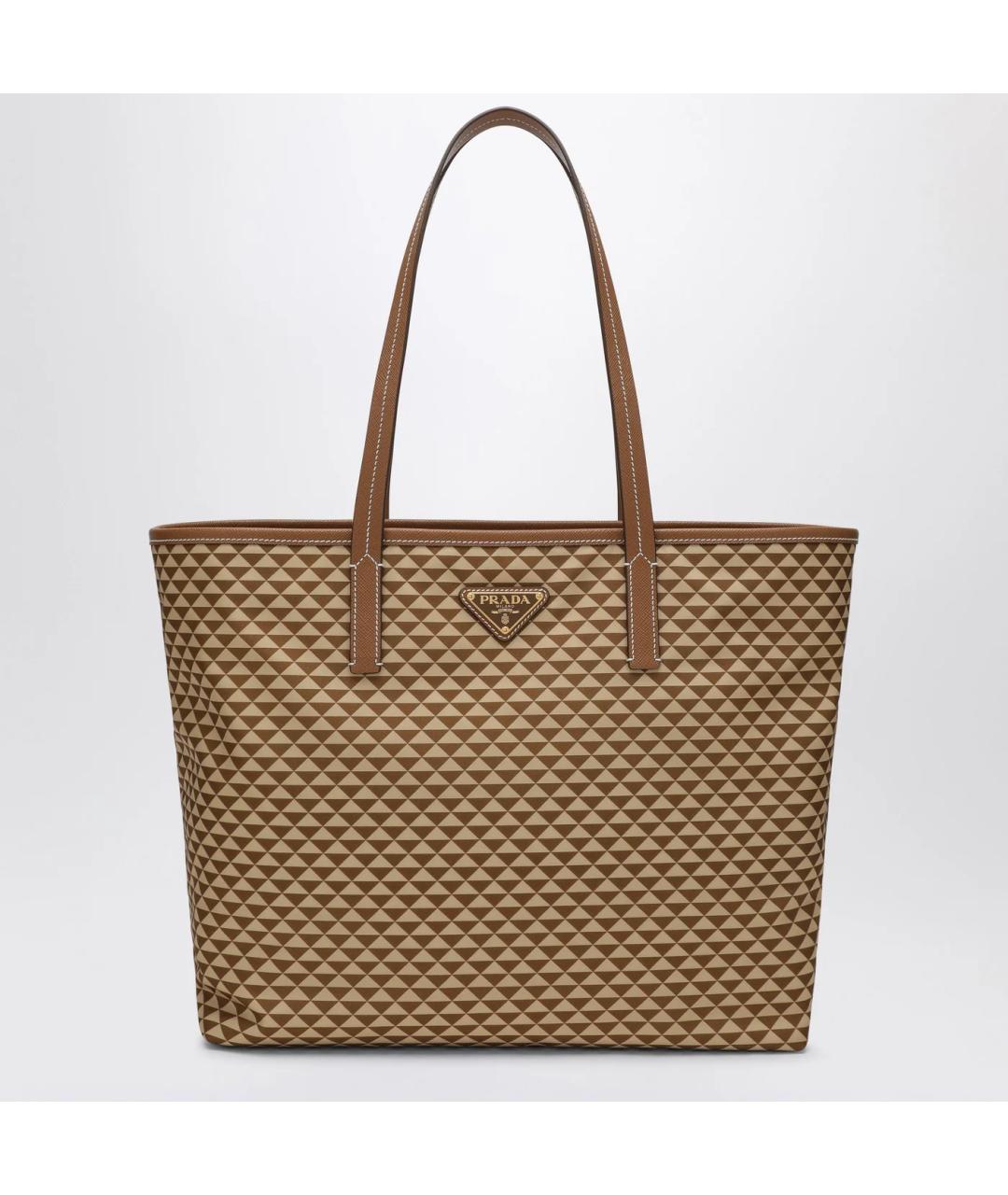 PRADA Бежевая синтетическая сумка тоут, фото 3