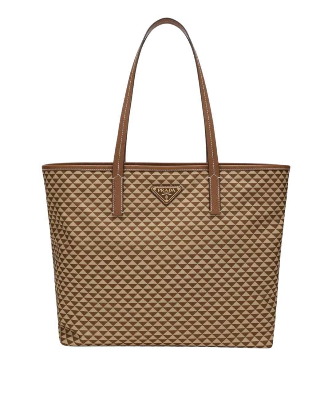 PRADA Бежевая синтетическая сумка тоут, фото 1