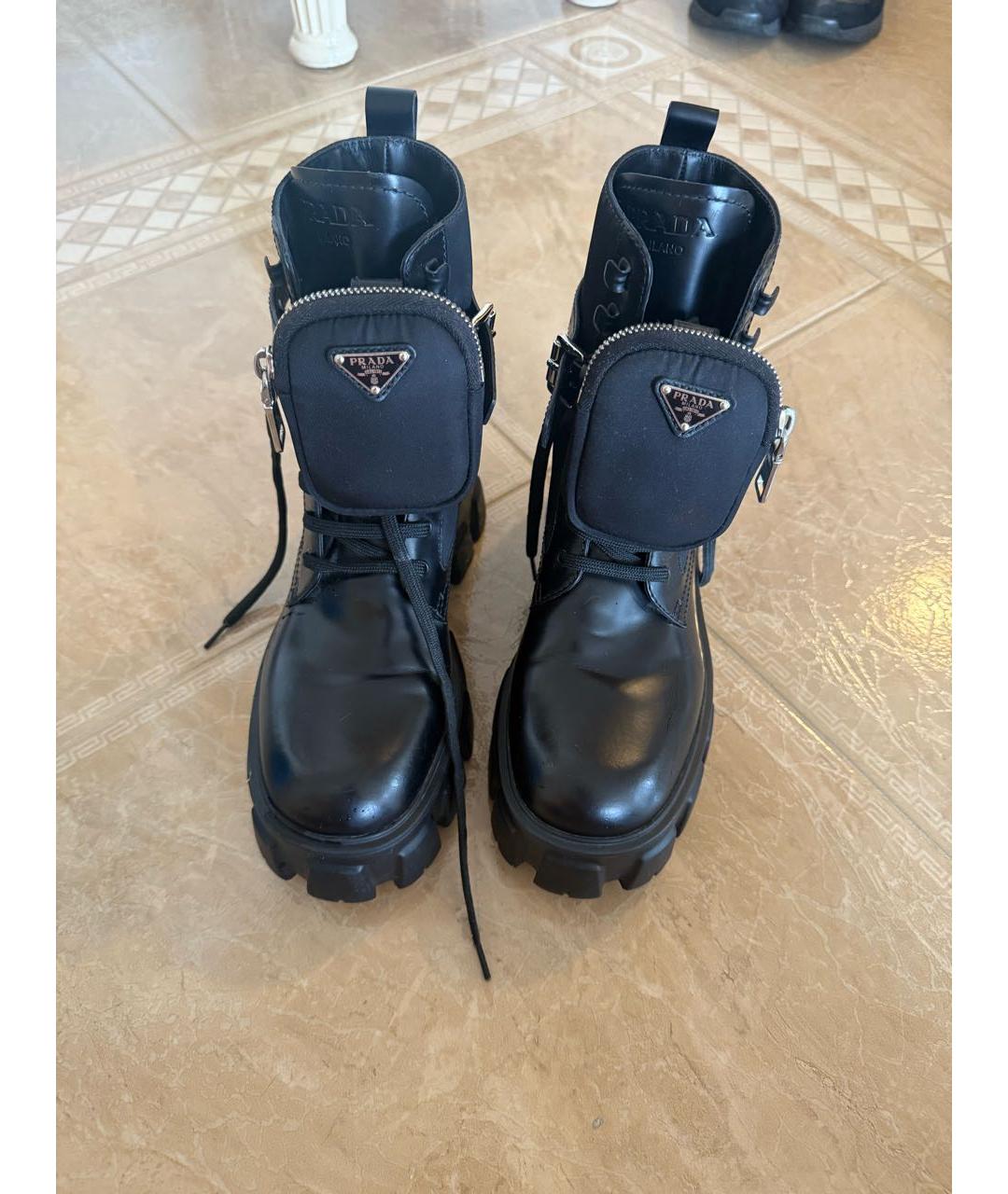 PRADA Черные кожаные ботинки, фото 3