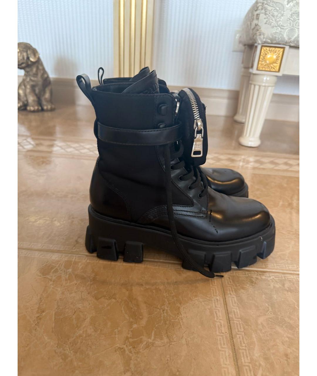 PRADA Черные кожаные ботинки, фото 2