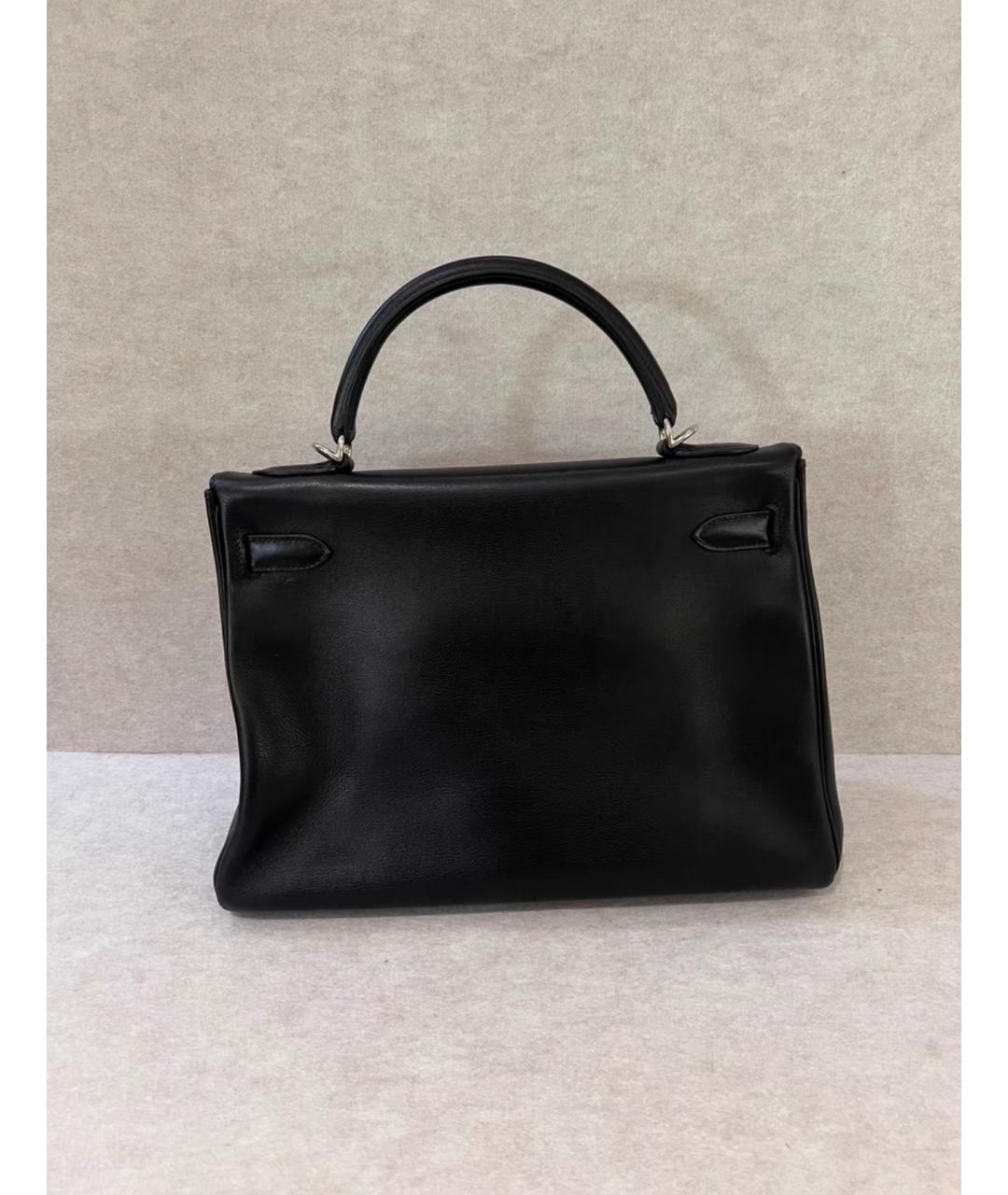 HERMES Черная кожаная сумка с короткими ручками, фото 4