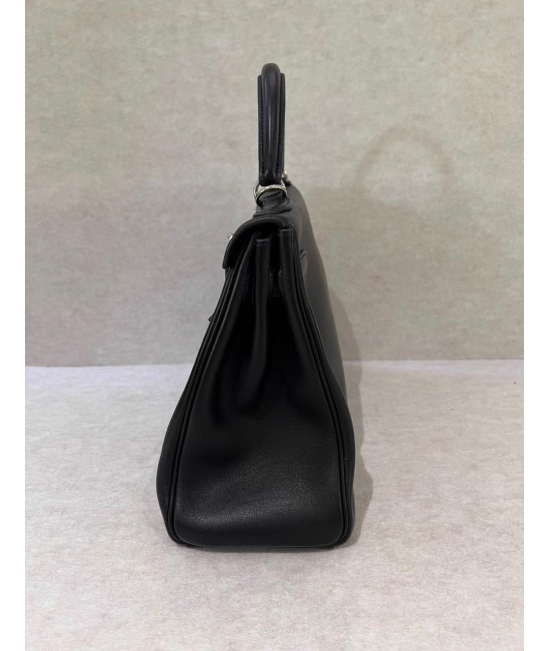 HERMES Черная кожаная сумка с короткими ручками, фото 5