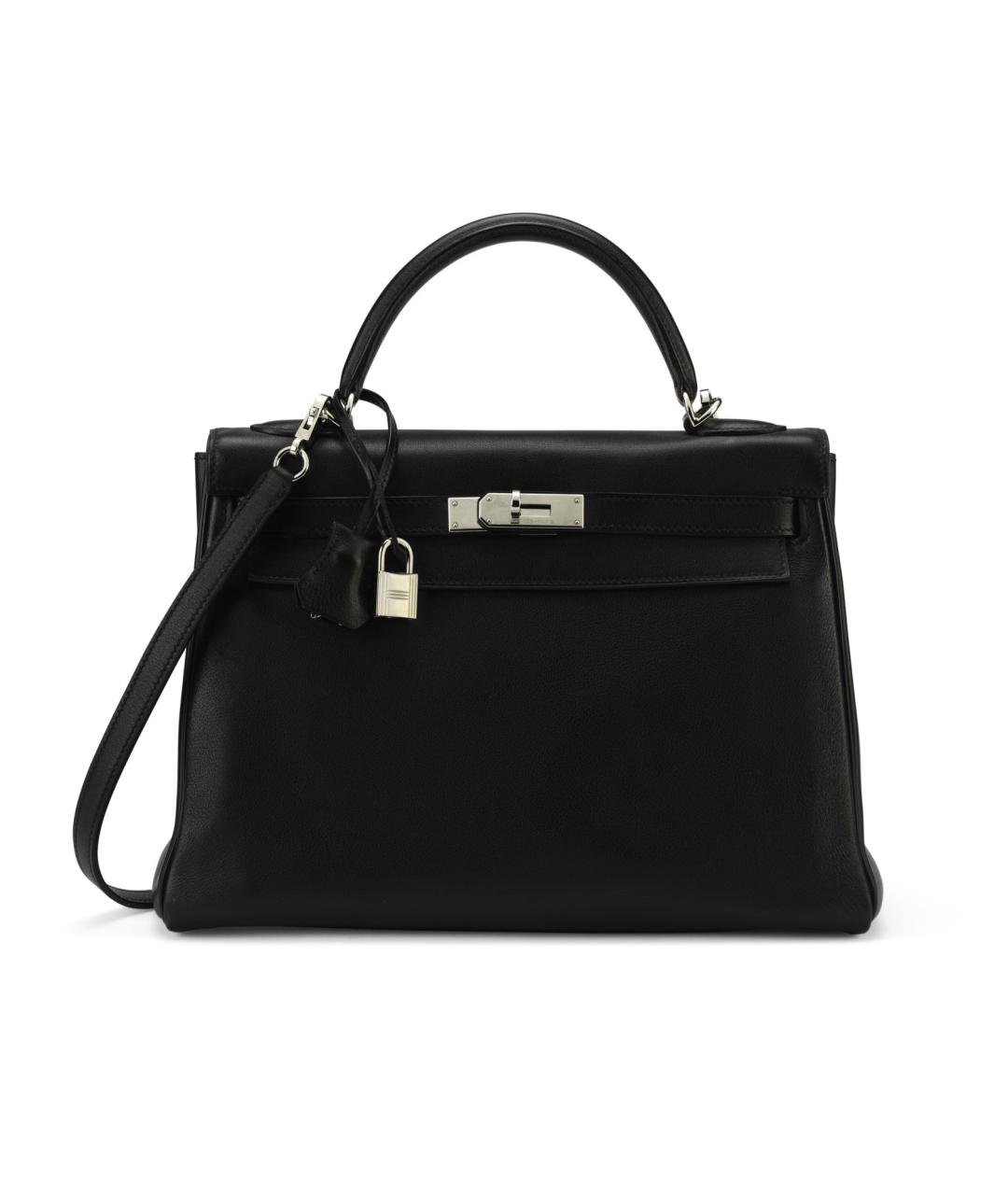 HERMES Черная кожаная сумка с короткими ручками, фото 8