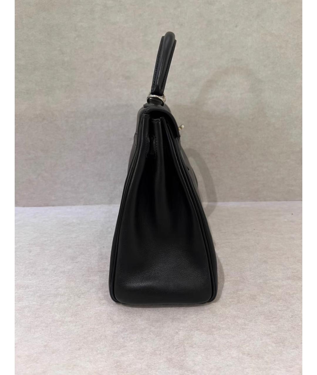 HERMES Черная кожаная сумка с короткими ручками, фото 6