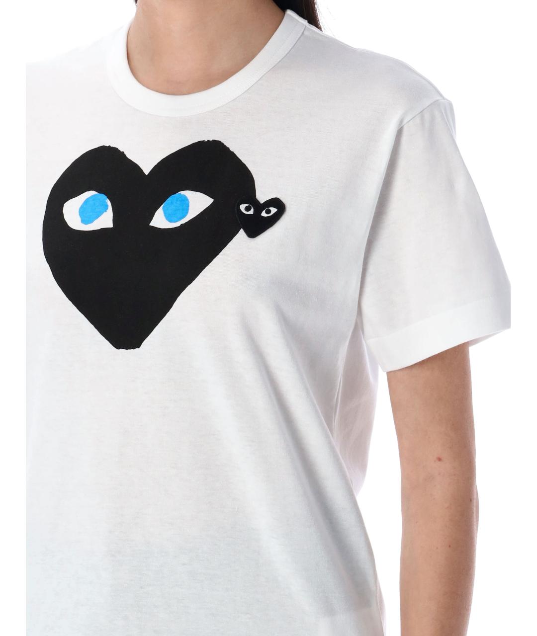 COMME DES GARÇONS PLAY Белая хлопковая футболка, фото 3