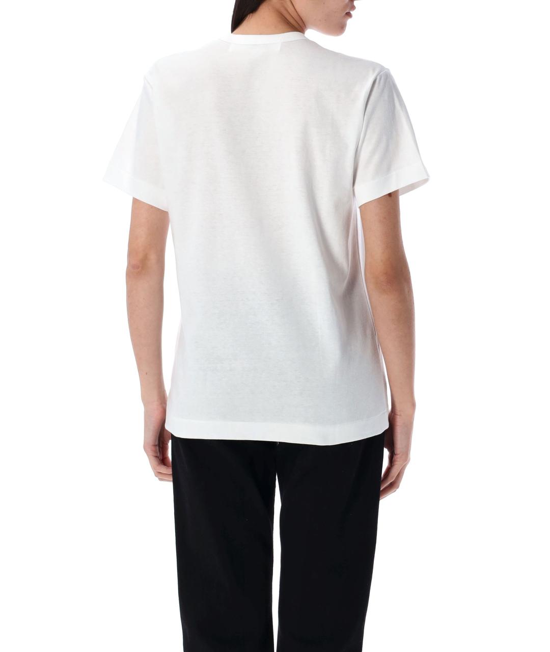COMME DES GARÇONS PLAY Белая хлопковая футболка, фото 2