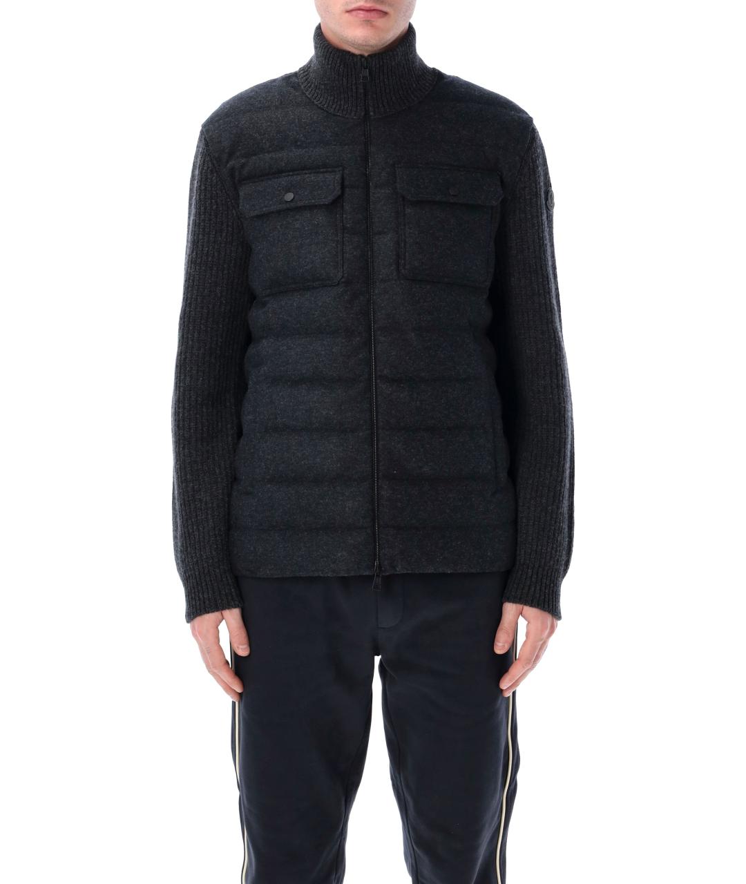 MONCLER Черный шерстяной кардиган, фото 1