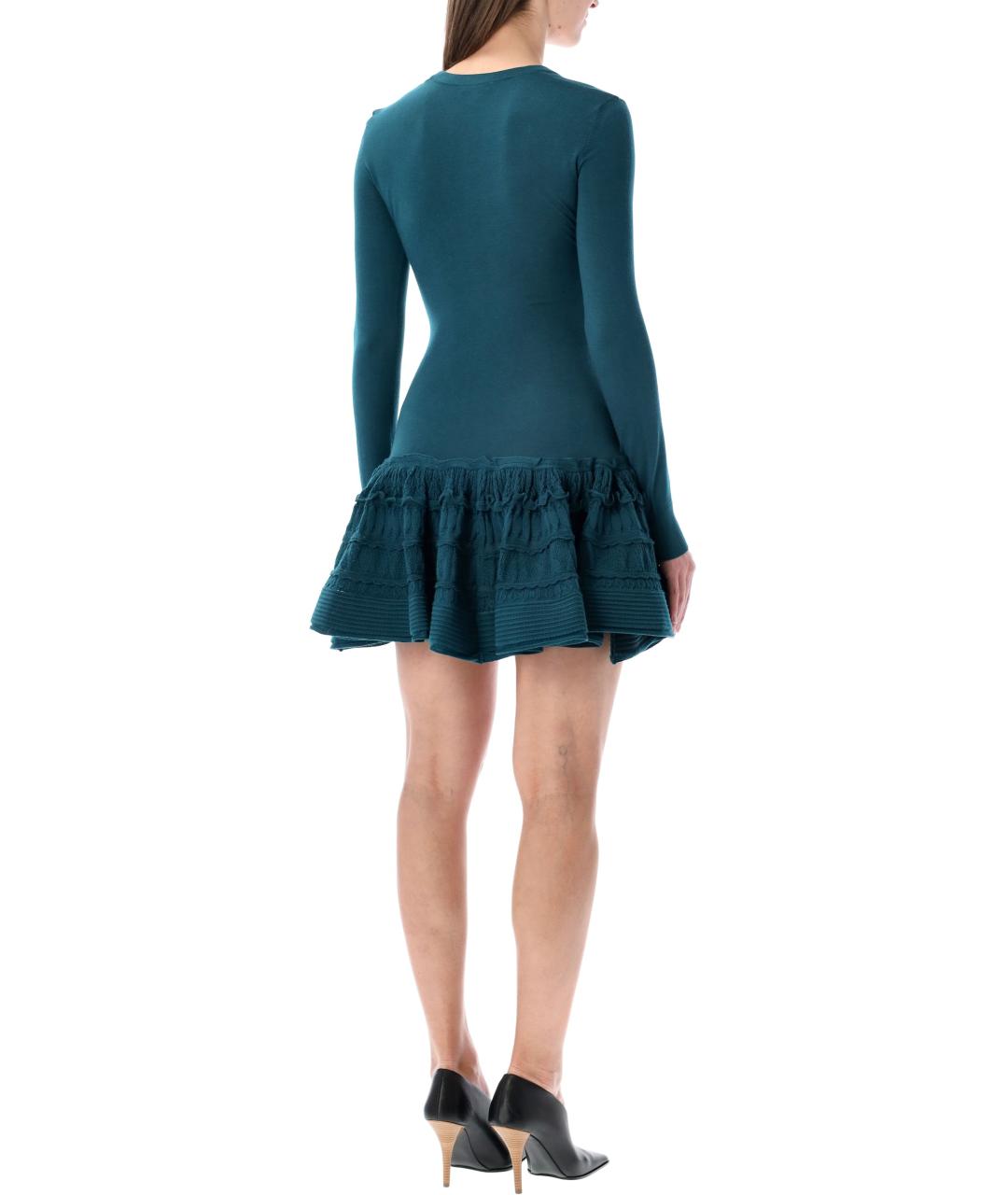 ALAIA Зеленые шерстяное коктейльное платье, фото 2