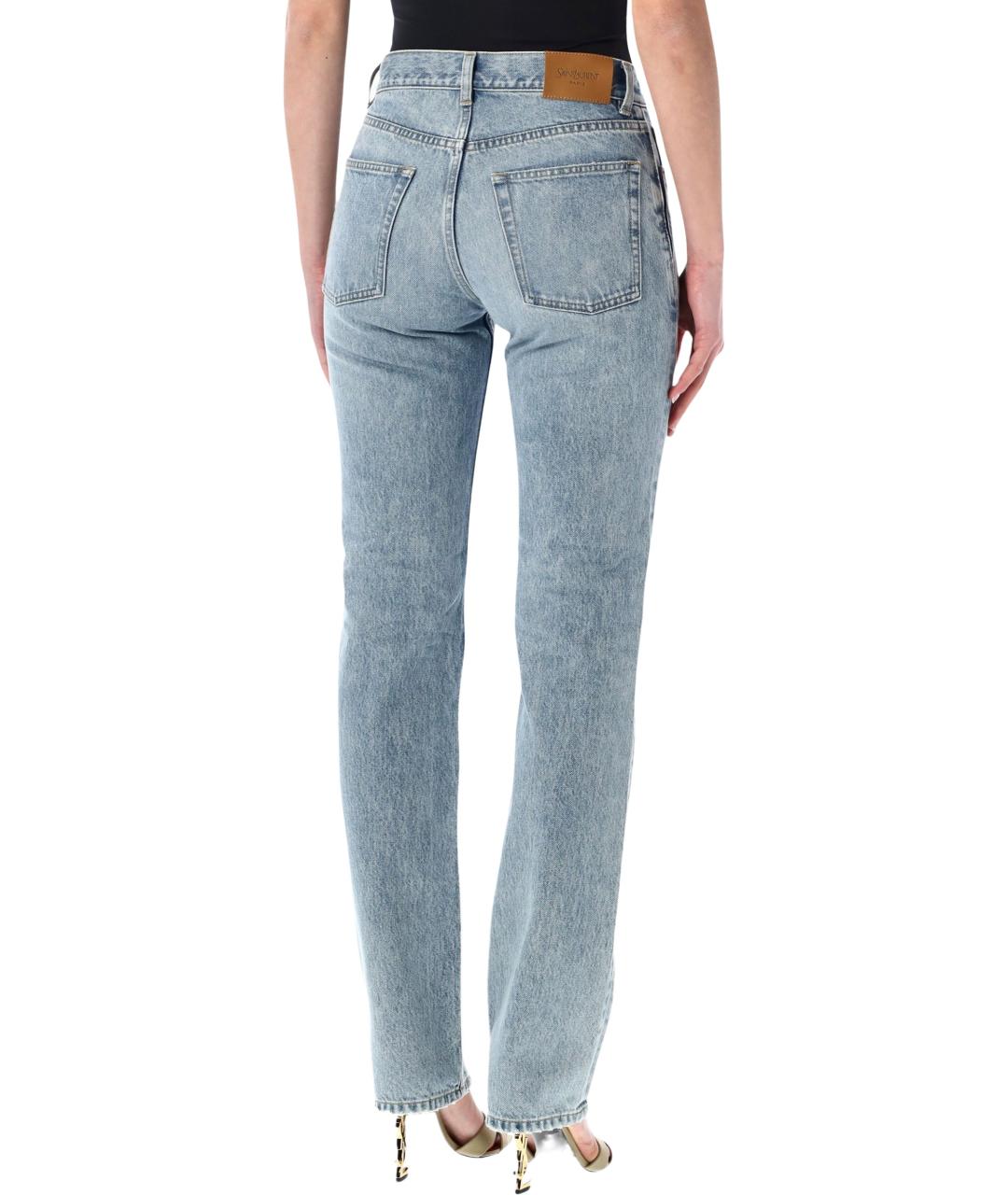 SAINT LAURENT Голубые хлопковые прямые джинсы, фото 2