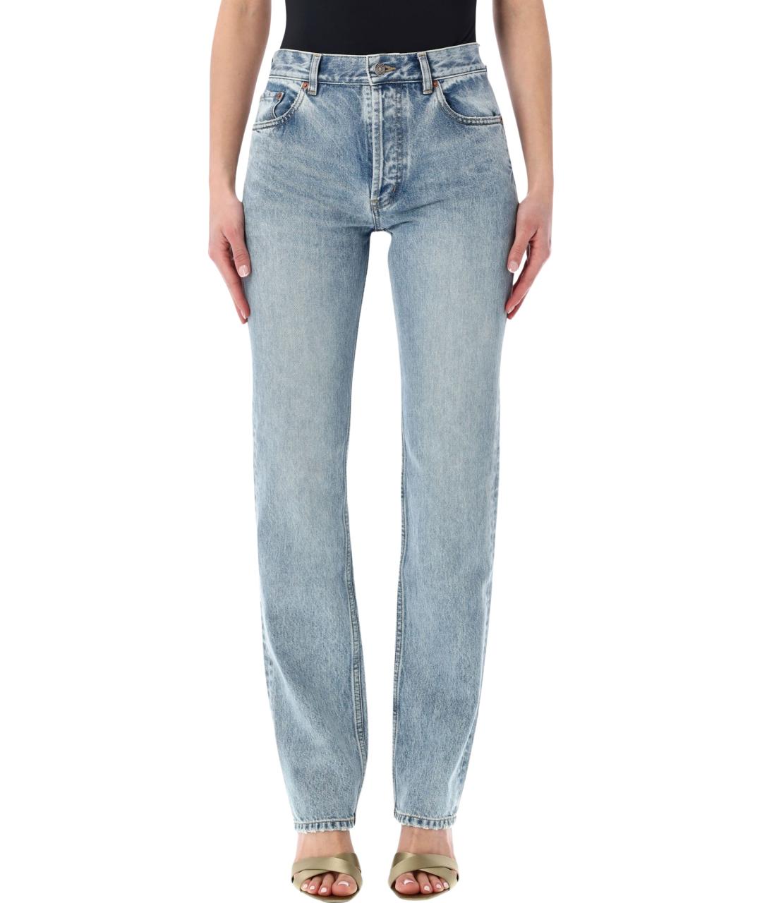 SAINT LAURENT Голубые хлопковые прямые джинсы, фото 1