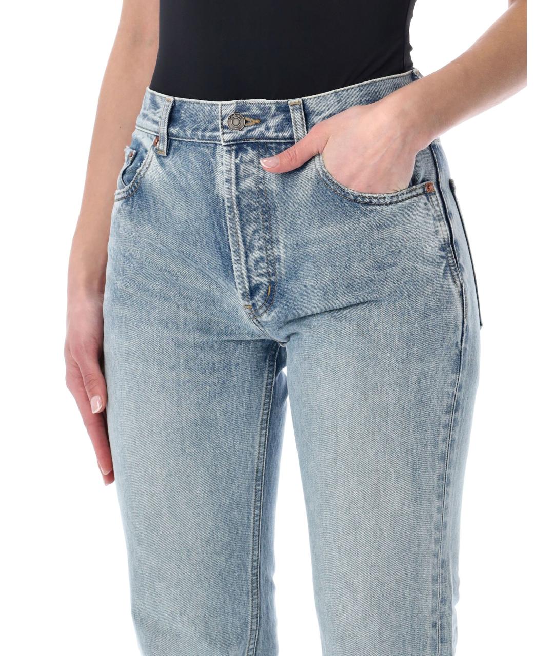 SAINT LAURENT Голубые хлопковые прямые джинсы, фото 3