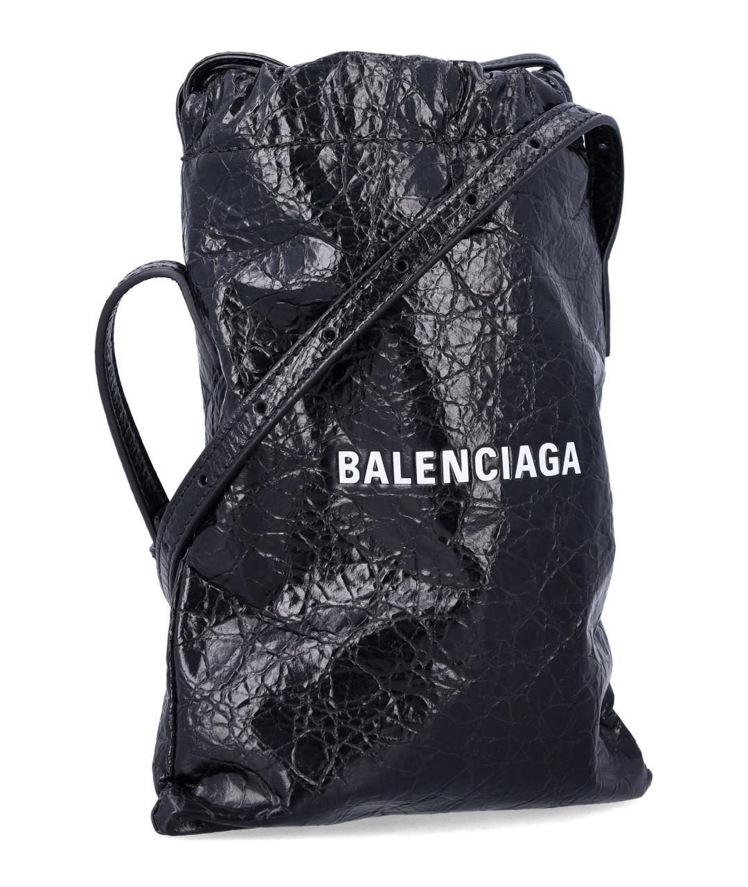 BALENCIAGA Черная кожаная сумка на плечо, фото 3