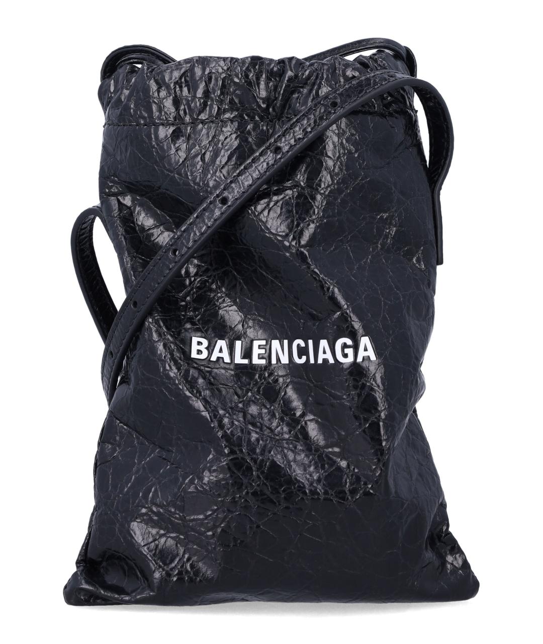 BALENCIAGA Черная кожаная сумка на плечо, фото 1