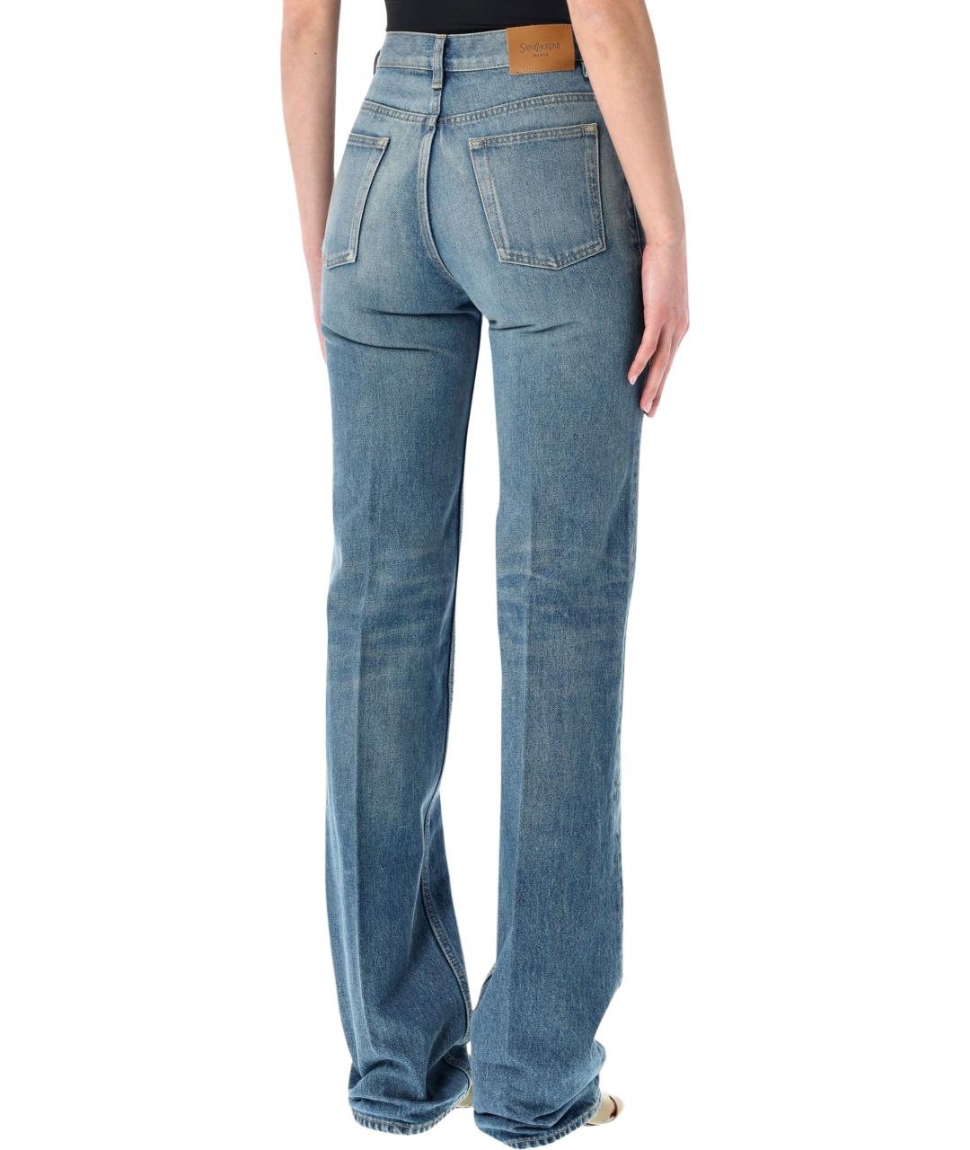 SAINT LAURENT Синие хлопковые прямые джинсы, фото 2